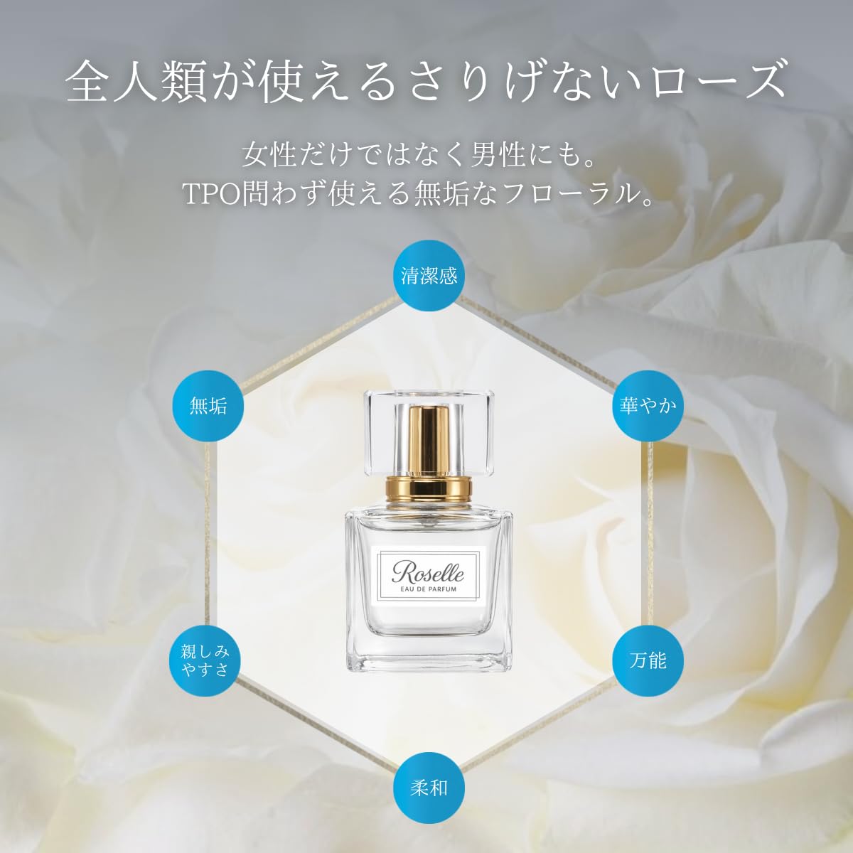 ロセル（Roselle）オーデパルファム 香水 フレグランス メンズ＆レディース フローラル ムスク ローズ ジャスミン ベルガモット ギフト 持ち運び